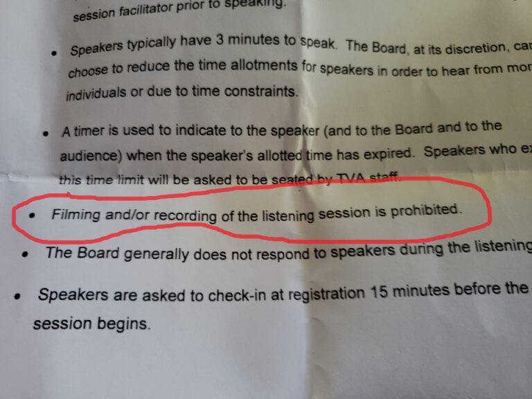 Handout from TVA Listening Session Aug. 30 2022