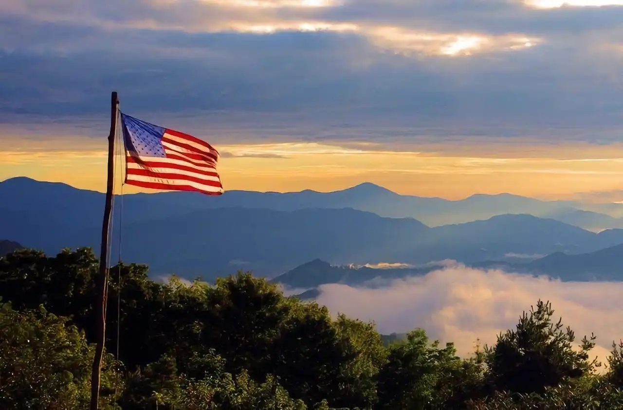 Star-spangled banner over the Great Smoky Mountains