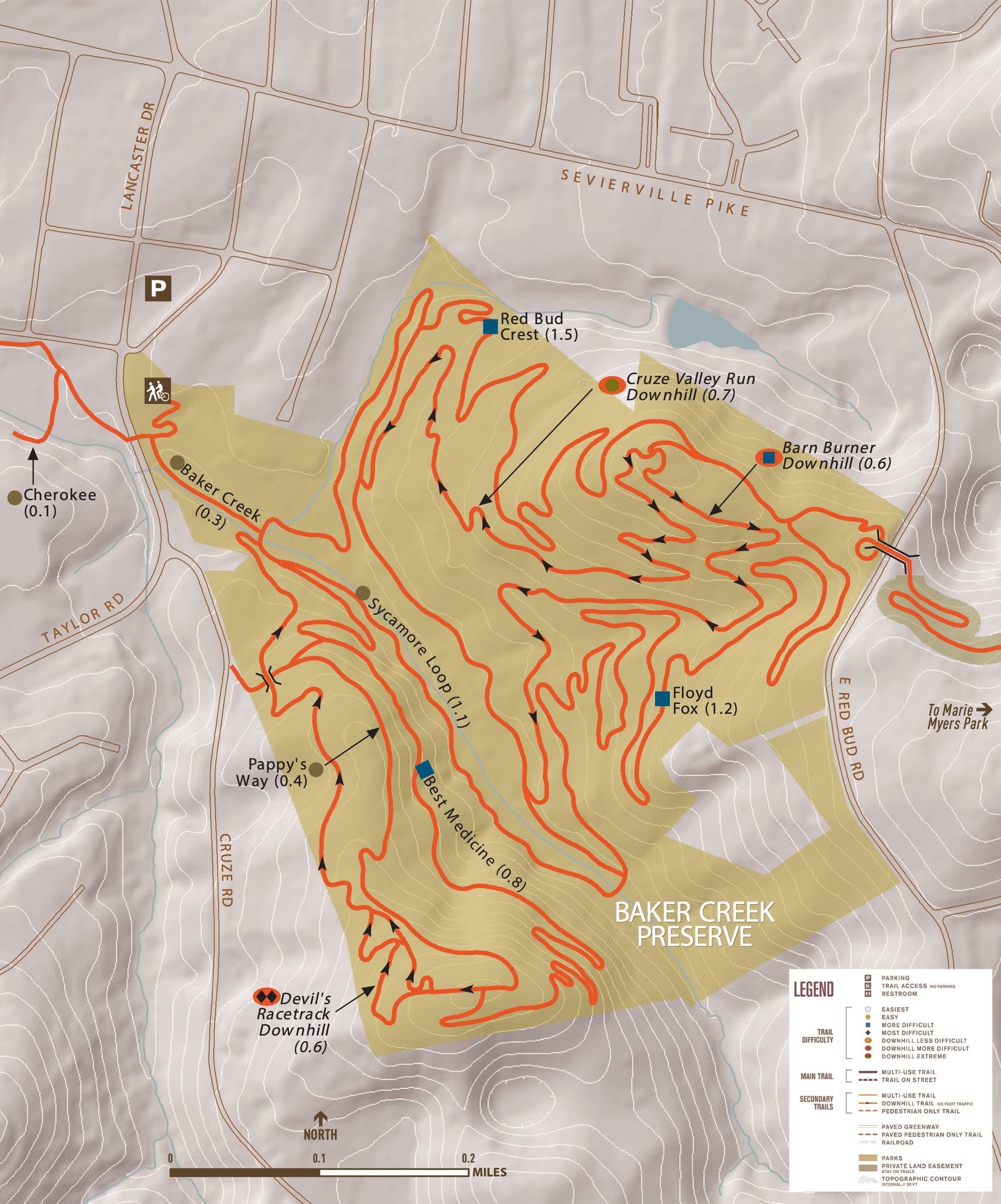 Knoxville Urban Wilderness — Baker Creek Preserve map